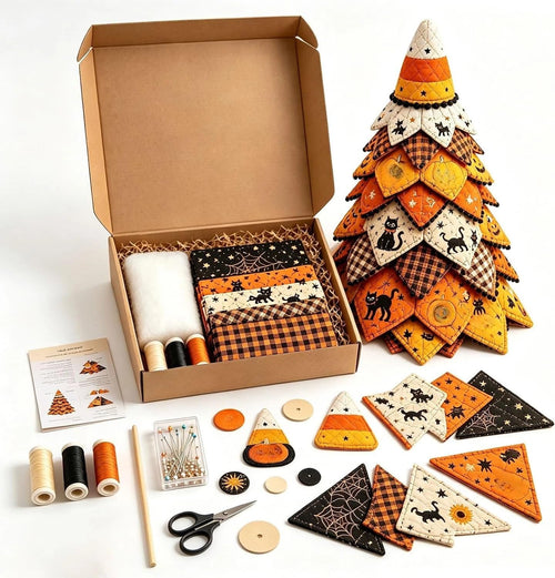 Halloween Quilted Fabric Tree Craft Kit – DIY 3D Sewing Centerpiece