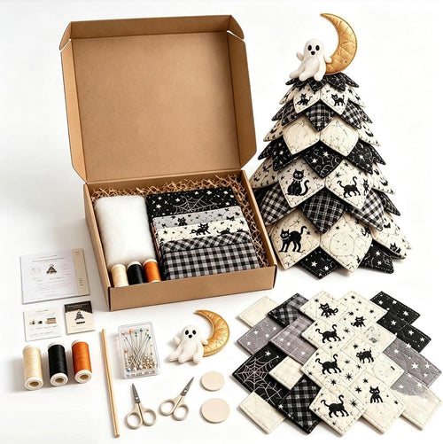 Halloween Quilted Fabric Tree Kit – Beginner DIY 3D Sewing Decoration
