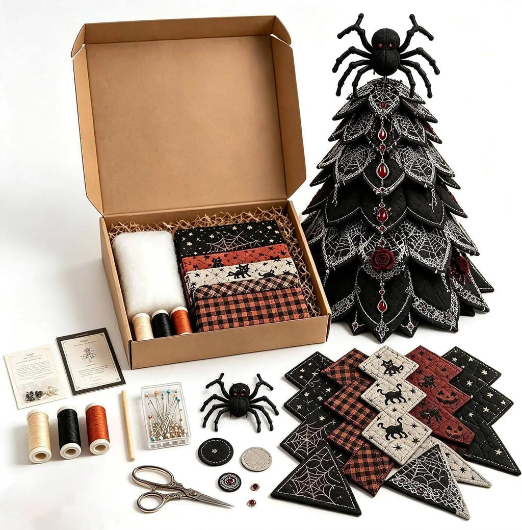 Halloween Quilted Fabric Tree Craft Kit – DIY 3D Sewing Centerpiece