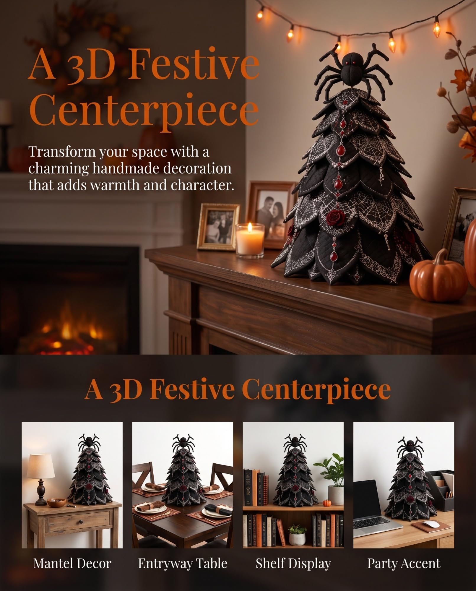 Halloween Quilted Fabric Tree Kit – DIY 3D Centerpiece Sewing Craft