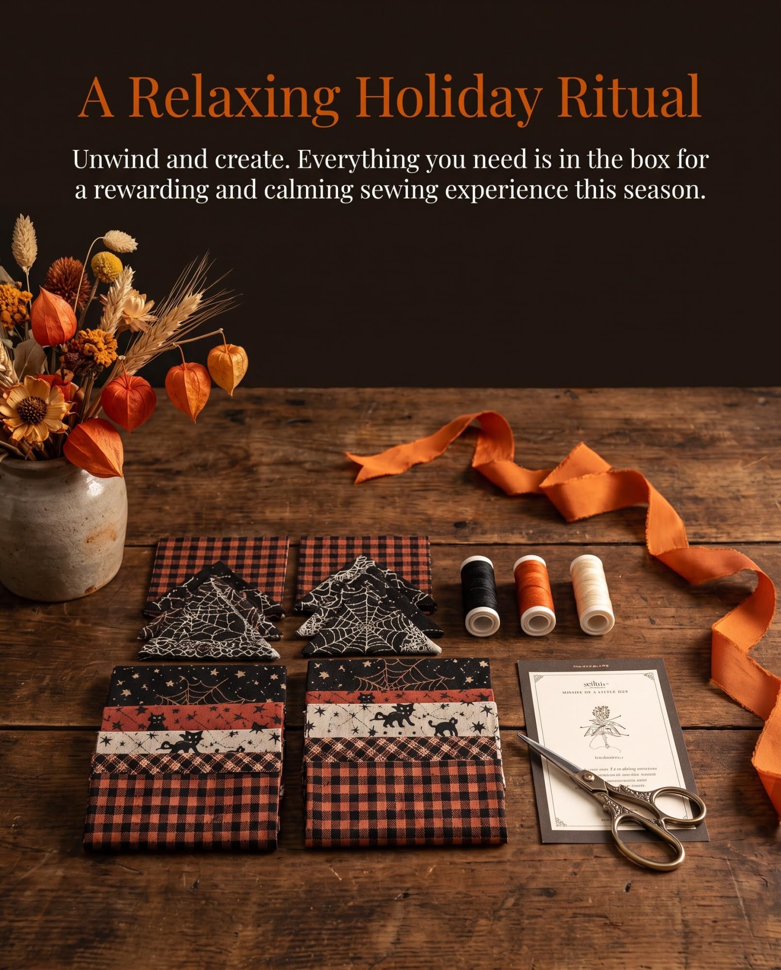 Halloween Quilted Fabric Tree Kit – DIY 3D Centerpiece Sewing Craft